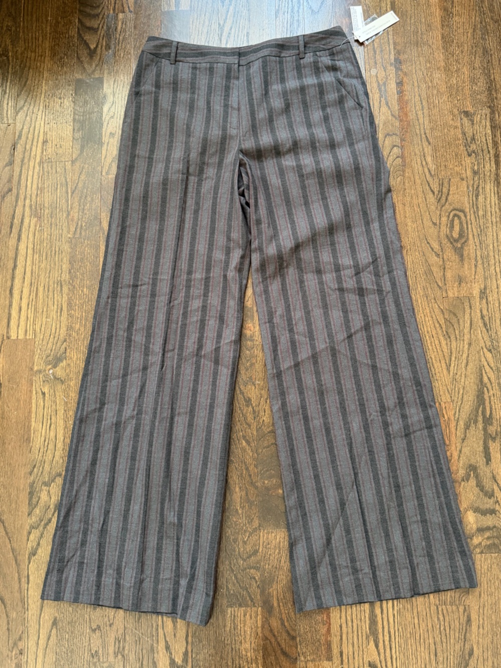 Larry Levine Gray Pinstripe Wide-Leg Trousers